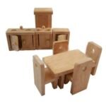 CHANNAPATNA TOYS Wooden Living Room Dollhouse Furniture Set for Kids (2 Years+)- Natural Wood Color -Pack of 1 - Pretend Play, Open Ended Toys