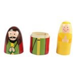 CHANNAPATNA TOYS Wooden Nativity Christmas Russian Nesting Dolls Set for Kids (2 Years+) - 6 Inch Multicolor - Set of 5 pcs - Improves Fine Motor Skills