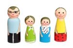CHANNAPATNA TOYS Wooden Peg Dolls Modern Family Non Toxic Colors (2 Years+) - Set of 4 Wooden Dolls | Pretend Play, Open Ended Toys, Improves Childs Creativity