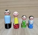 CHANNAPATNA TOYS Wooden Peg Dolls Modern Family Non Toxic Colors (2 Years+) - Set of 4 Wooden Dolls | Pretend Play, Open Ended Toys, Improves Childs Creativity