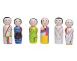 Channapatna Toys Wooden Peg Dolls South Indian Couples Non Toxic Colors (2 Years+) - Set of 6 Wooden Dolls | Pretend Play, Open Ended Toys