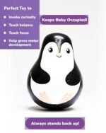 CHANNAPATNA TOYS Wooden Penguin Roly Poly Toy for Baby, Toddlers, Kids(1 Year+) Wobbling Tumbler Toy- Develops Curiosity & Motor Skills