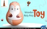 CHANNAPATNA TOYS Wooden Squirrel Roly Poly Toy for Baby, Toddlers, Kids(1 Year+) Wobbling Tumbler Toy- Develops Curiosity & Motor Skills