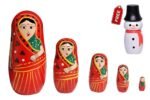 Channapatna Toys Wooden Women Russian Nesting Dolls Set for Kids (3 Years+) - 6 inch Red - Pack of 5 pcs - Develop Problem Solving & Curiosity, Pretend Play Toy for Toddlers