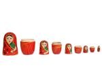 Channapatna Toys Wooden Women Russian Nesting Dolls Set for Kids (3 Years+) - 6 inch Red - Pack of 5 pcs - Develop Problem Solving & Curiosity, Pretend Play Toy for Toddlers