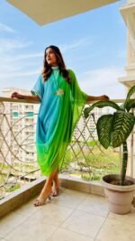 Designer Indowestern Cowl Kaftan in ombre shade Perfect mehendi/cocktail/Party/poolparty dress for wedding - Image 8