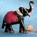 DreamKraft 6 Inch Paper Mache Elephant Action Showpiece For Home Décor-Red(16X14 Cm,6Rele-R)