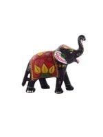 DreamKraft 6 Inch Paper Mache Elephant Action Showpiece For Home Décor-Red(16X14 Cm,6Rele-R)