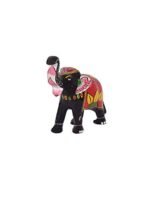 DreamKraft 6 Inch Paper Mache Elephant Action Showpiece For Home Décor-Red(16X14 Cm,6Rele-R)