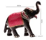 DreamKraft 6 Inch Paper Mache Elephant Action Showpiece For Home Décor-Red(16X14 Cm,6Rele-R)