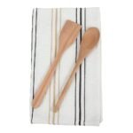 MEERAN ART AND CRAFTS 100% Natural Wooden NEEM Spoon & Spatula with Kitchen Towel