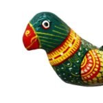 Palak Saxena Handpainted Paper Mache Indian Green Parrot Bird, Hanging Ornament, Handmade Decorative Bird for Home, Garden