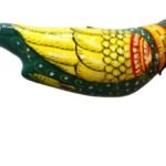 Palak Saxena Handpainted Paper Mache Indian Green Parrot Bird, Hanging Ornament, Handmade Decorative Bird for Home, Garden