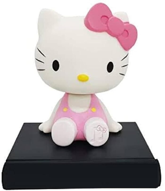 PITRESHWAR Super Hero Hello Kitty Pink Action Figure Limited Edition Bobblehead with Mobile Holder for Car Dashboard, Office Desk & Study Table (Pack of 1), Rubber