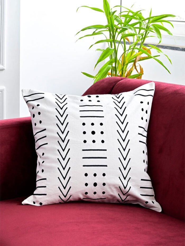 Abstract Print Embroidered Cushion Cover