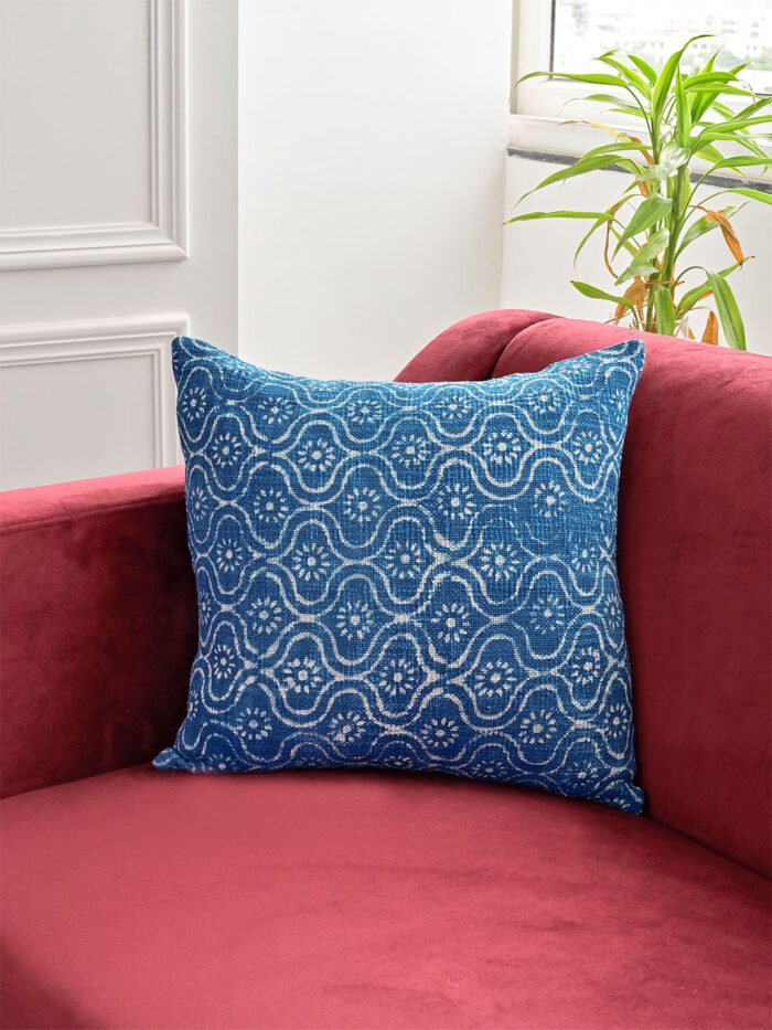 Abstract Print Embroidered Cushion Cover