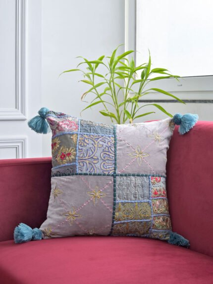Floral Embroidered Cushion Cover