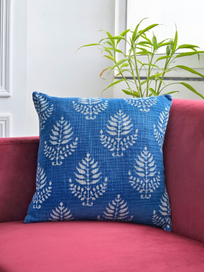 Leaf Embroidered Cushion Cover