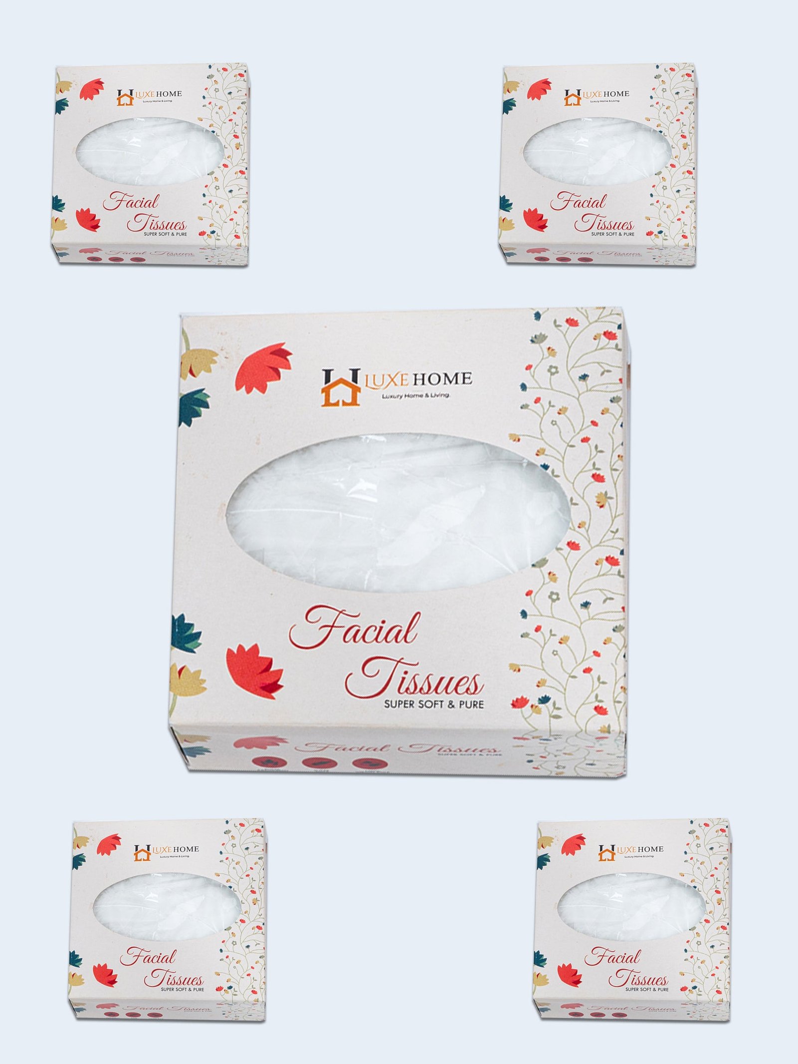 Luxe Home M-Fold Tissue Box 100 Sheets 100% Natural and Ecofriendly Set Of 5 Luxe Home M-Fold Tissue Box 100 Sheets 100% Natural and Ecofriendly Set Of 5