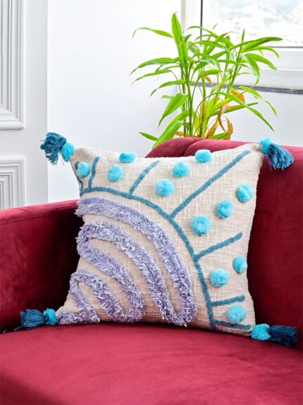 Spiral Embroidered Cushion Cover
