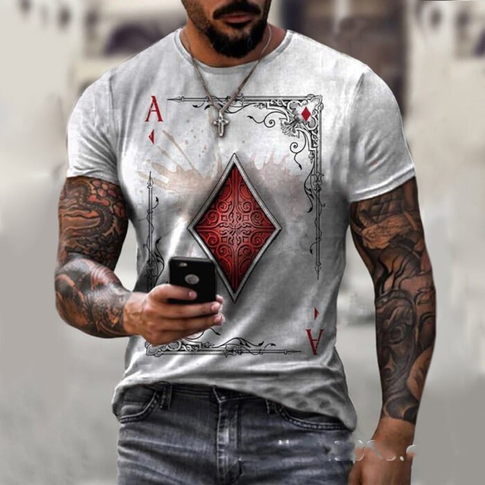 Playing Card Printing Men's T-Shirt Top - Image 1
