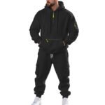 Men's Loose Sports And Leisure Suit Sweater Fleece-lined Hoodie Set Zipper Multi-Pocket Pullover Men's Sports Casual Top Two-piece Set - Image 10