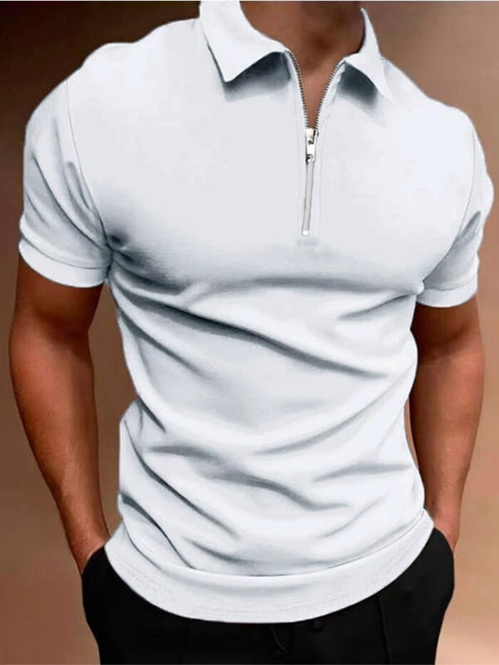 Men's Polo Shirt Solid Color Polo Collar T-shirt Casual Fit Top Men's Clothing - Image 2