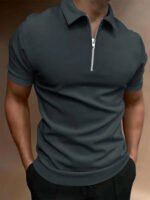 Men's Polo Shirt Solid Color Polo Collar T-shirt Casual Fit Top Men's Clothing - Image 9