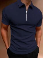 Men's Polo Shirt Solid Color Polo Collar T-shirt Casual Fit Top Men's Clothing - Image 5