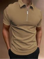 Men's Polo Shirt Solid Color Polo Collar T-shirt Casual Fit Top Men's Clothing - Image 8