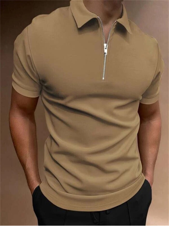 Men's Polo Shirt Solid Color Polo Collar T-shirt Casual Fit Top Men's Clothing - Image 8