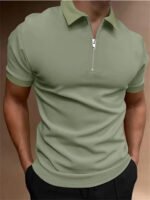Men's Polo Shirt Solid Color Polo Collar T-shirt Casual Fit Top Men's Clothing - Image 3