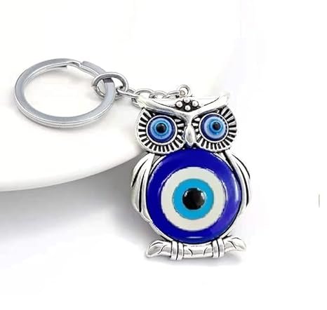 AutokraftZ Blue and Silver Evil Eye Keychain for Bike/Car – Stylish, Protective & Anti-Rust Key Ring, Durable Design, Perfect for Riders & Drivers, Adds Unique Touch to Your...