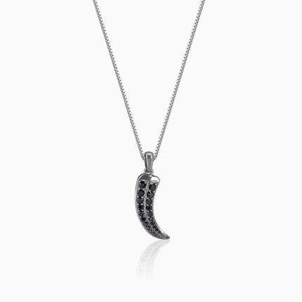 Black Rhodium Claw Pendant With Box Chain For Him