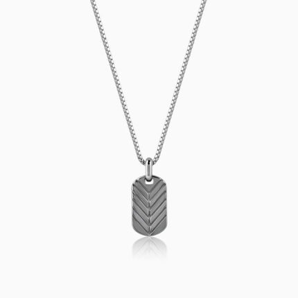 Black Rhodium Midnight Charmer Pendant With Box Chain For Him