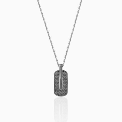 Black Rhodium Rodeo Pendant With Box Chain For Him