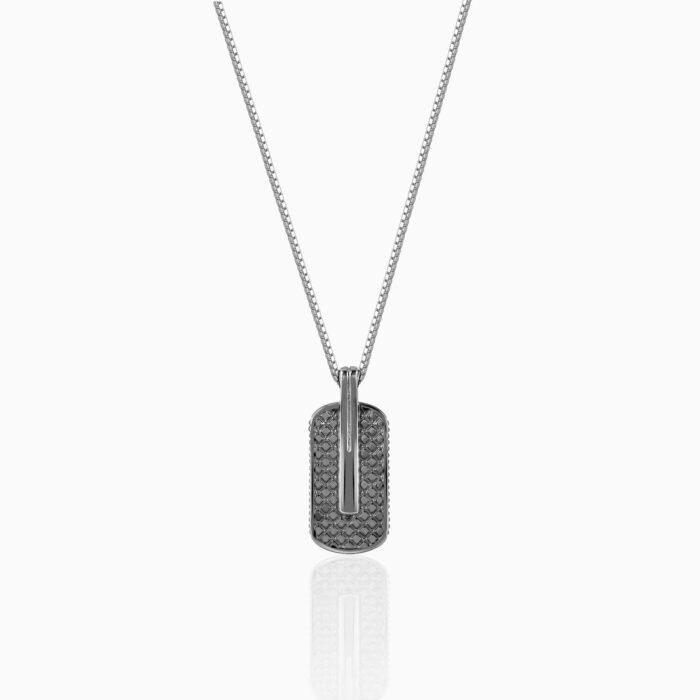 Black Rhodium Rodeo Pendant With Box Chain For Him