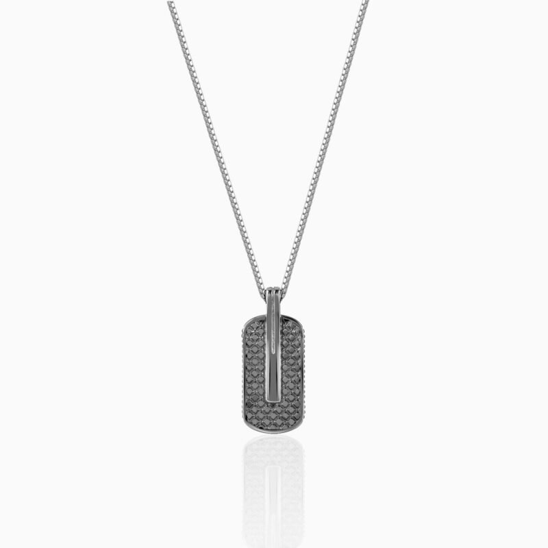 Black Rhodium Rodeo Pendant With Box Chain For Him
