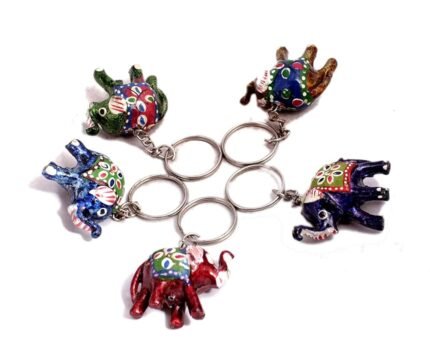 Boscaiola24 KINGSMAN STORE Key Chain Elephants Multi Color Synthetic Hand Crafted Elephant Key Chains Key Ring-Set Of 5 Pieces,Multi-Coloured