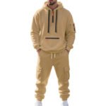 Men's Loose Sports And Leisure Suit Sweater Fleece-lined Hoodie Set Zipper Multi-Pocket Pullover Men's Sports Casual Top Two-piece Set - Image 5