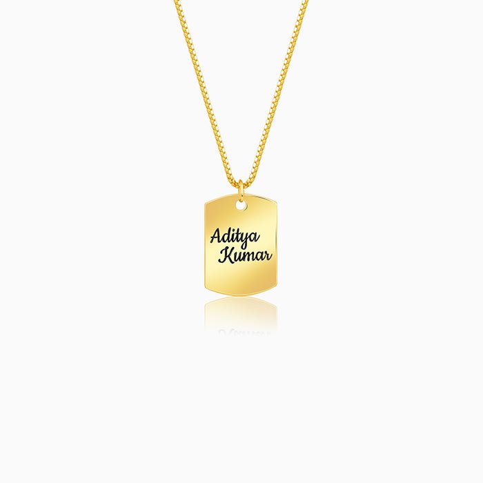 Golden Personalised Military Dog Tag Pendant with Box Chain For Him