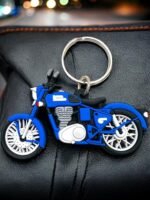 Imported Rubber Double side Enfield Classic 350 bike key Chain for Royal RE Bullet Classic Bike Keychains Unbreakable and Compatible for Men and Women(Blue Colour)