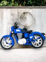 Imported Rubber Double side Enfield Classic 350 bike key Chain for Royal RE Bullet Classic Bike Keychains Unbreakable and Compatible for Men and Women(Blue Colour)