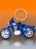 Imported Rubber Double side Enfield Classic 350 bike key Chain for Royal RE Bullet Classic Bike Keychains Unbreakable and Compatible for Men and Women(Blue Colour)