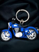 Imported Rubber Double side Enfield Classic 350 bike key Chain for Royal RE Bullet Classic Bike Keychains Unbreakable and Compatible for Men and Women(Blue Colour)