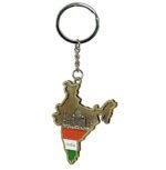 India Map | Indian Map Tricolor with Taj Mahal (KC-2) Gold Metal Keychain for Car Bike Men Women Keyring
