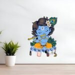 Key Holder for Home Decor Stylish Without Drill Wooden Cute Krishna Key Hanger Stand for Wall Mounted Key Chain Holder for Wall Decor with 7 Hooks Decorative Item for Home