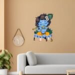 Key Holder for Home Decor Stylish Without Drill Wooden Cute Krishna Key Hanger Stand for Wall Mounted Key Chain Holder for Wall Decor with 7 Hooks Decorative Item for Home