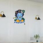 Key Holder for Home Decor Stylish Without Drill Wooden Cute Krishna Key Hanger Stand for Wall Mounted Key Chain Holder for Wall Decor with 7 Hooks Decorative Item for Home