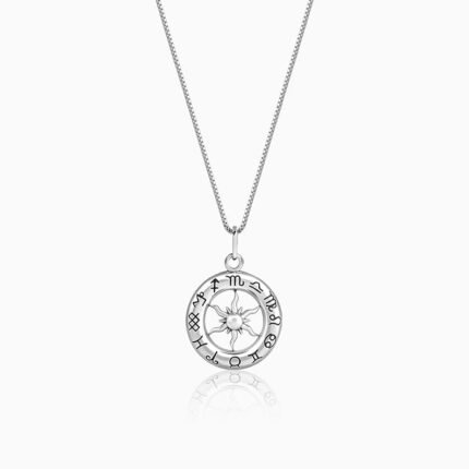 Oxidised Silver AstroHalo Pendant With Box Chain For Him